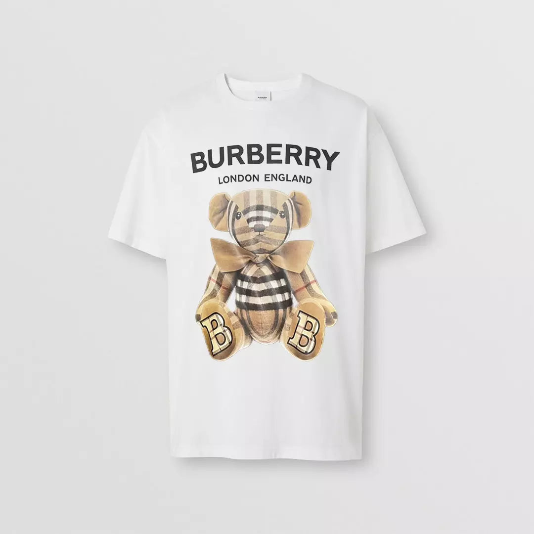 Camiseta BURBERRУ com Estampa de Logo Urso de Laço Infantil