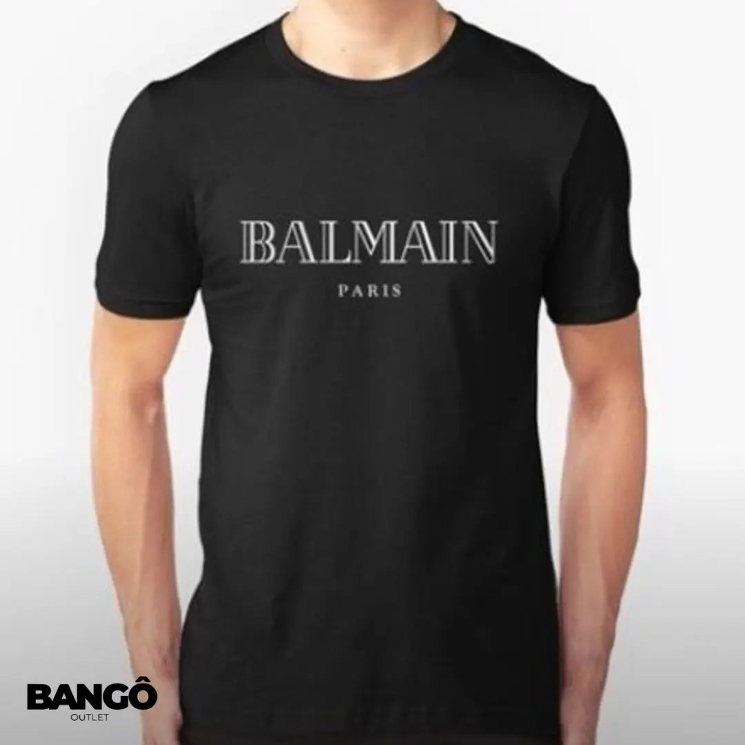 Camiseta Balmain Paris Estampa de Logo - Preta