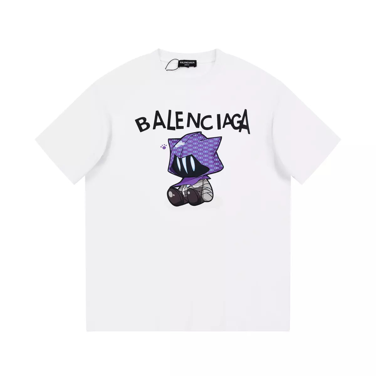 Camiseta Balenciaga x Gucci Estampa de Desenho Animado - Branca