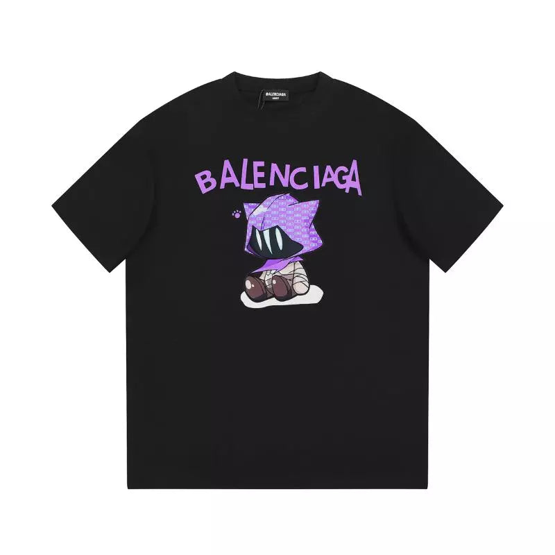 Camiseta Balenciaga x Gucci Estampa de Desenho Animado - Preta