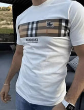 Camiseta Burberry com recorte xadrez - Branca