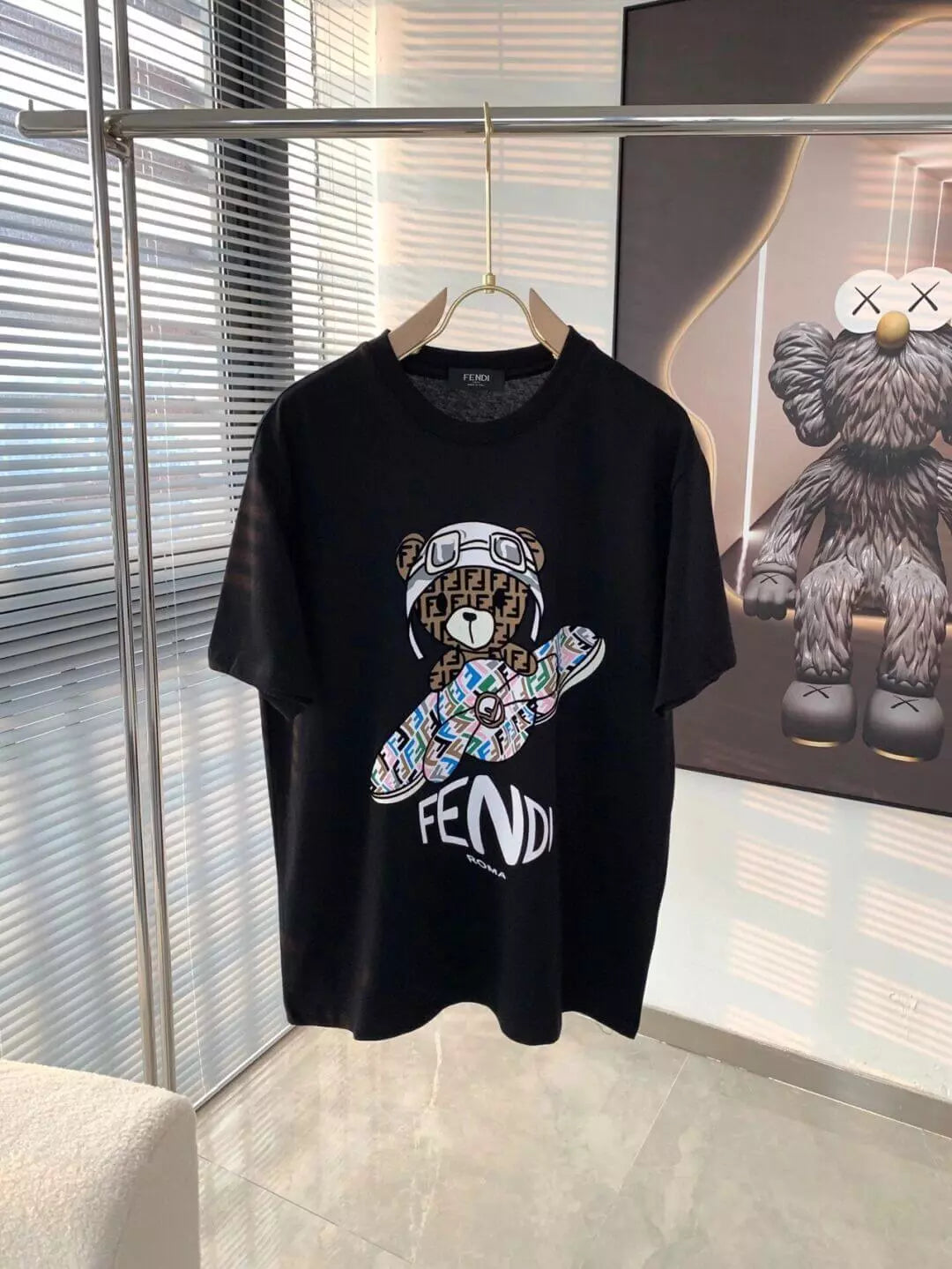 Camiseta Fendi do Urso Xadrez - Branco