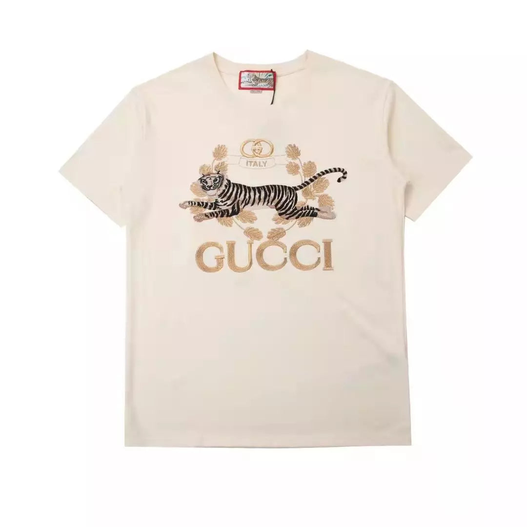 Camiseta GuccІ logo Tiger Italy- Branca Cremosa