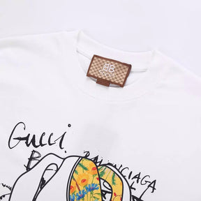 Camiseta Gucci Balenciaga Estampa do Coelho - Branca