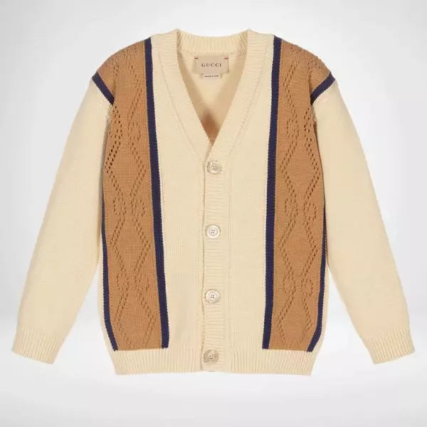 Cardigan Boys Ivory GG Cotton - Gucci