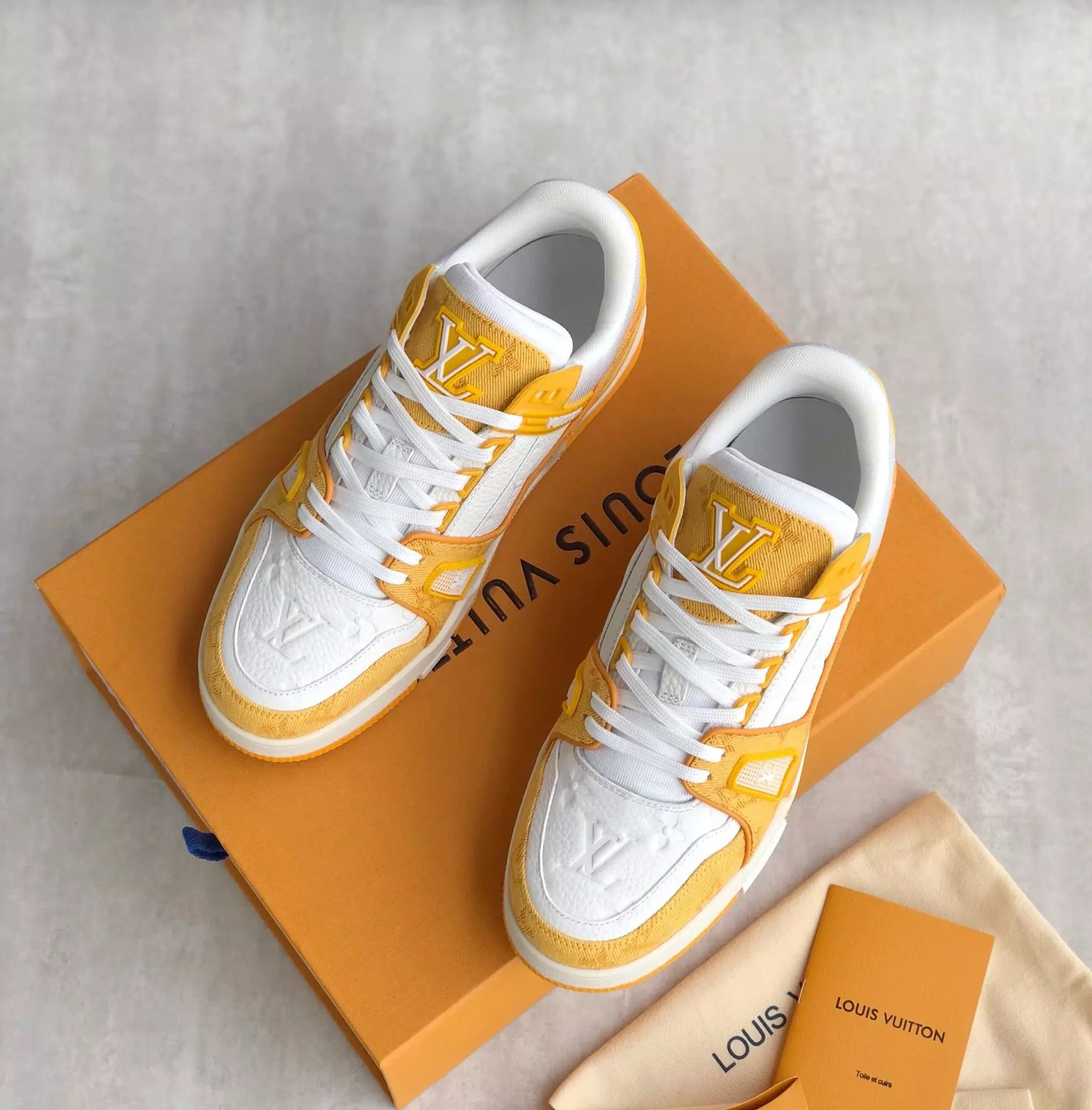 Louis Vuitton Trainer Yellow Monogram Denim White