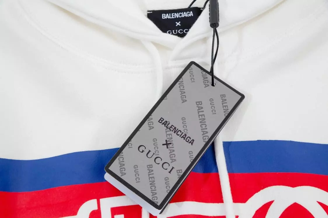 Moletom Balenciaga x Gucci Striped Collab - Branco