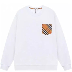 Moletom Burberry Check Pocket Elegance - Branco