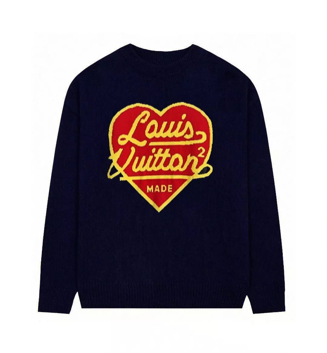 Blusa Moletom LОUIS VUІTTОN Jacquard Heart Crewneck - Preto