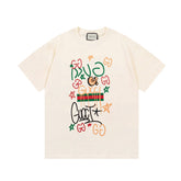 Camiseta Gucci Random Letter Printing Designer - Branco