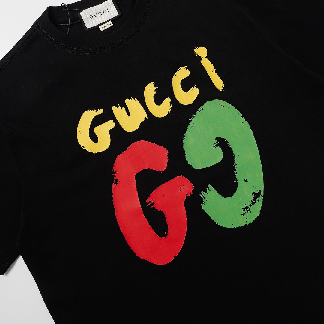 Camiseta Gucci Logo Vermelho e Verde - Preto